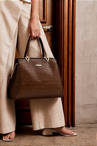Bolsa Tote Clássica Croco - Alça de mão - Chenson 3485958 Café