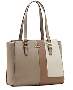 Bolsa Tote de Ombro Patchwork - Chenson 3485931 Natural