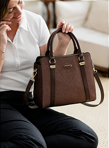 Bolsa Tote Contrastes - Alça de Mão - Chenson 3485924 Café