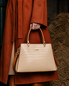 Bolsa Tote Clássica Croco - Alça de mão - Chenson 3485958 Bege