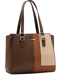 Bolsa Tote de Ombro Patchwork - Chenson 3485931 Café