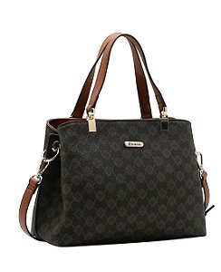 Bolsa Tote Clássica - Elemento Gráfico - Alça de Mão - Chenson 3485881 Café