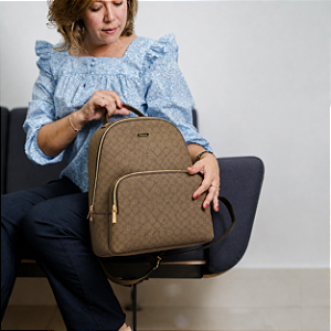 Mochila Feminina Elemento Gráfico - Chenson 8485606 Natural