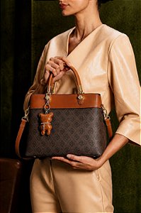 Bolsa Tote - Chic Elemento Gráfico - Chenson 3485782 Café