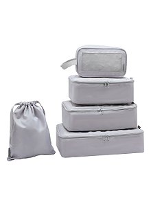 Kit Necessaire Organizador Mala de Viagem 5 peças Republic Vix 0734259 Off White