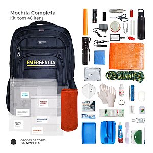 Mochila de Emergência COMPLETA com Bags zip organizadoras