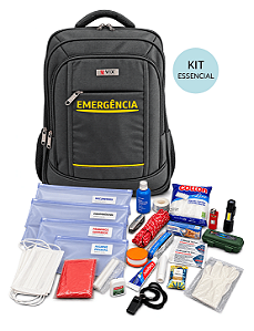 Mochila de Emergência com Kit ESSENCIAL - Preto