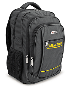 Mochila Nylon Impermeável - com inscrição Emergência - Preto