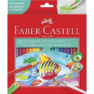 Lápis de Cor EcoLápis Aquarelável 24 Cores Com Pincel Faber-Castell
