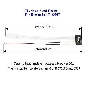 Aquecedor De Cerâmica / Termistor Impressora 3d Bambu Lab P1p P1s