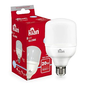 Lâmpada LED Bulbo 20W Branca Fria 1600 Lumens - KIAN