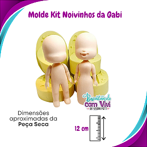 Molde de Silicone Noivinhos da Gabi - Corpo (Masculino e Feminino) + 2 Cabeças (Sem e Com Boquinha) - BCV