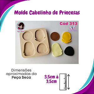 Molde de Silicone Cabelinhos Princesas Mini Paixão - modelo 2 - Simone Moldes