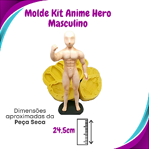 Molde de Silicone Anime Hero - Corpo Masculino + Cabeça - BCV