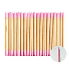 Palito Duplo com Ponta de Algodão Rosa 100un