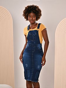 Jardineira Jeans Moda Evangélica Destroyed Anagrom Ref.4050