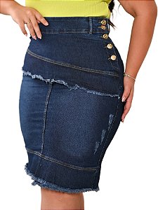 Saia Jeans Plus Size Moda Evangélica Anagrom Ref.10001