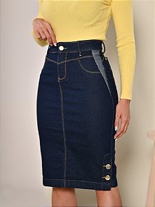 Saia Jeans Amaciada Moda Evangélica Anagrom Ref.214