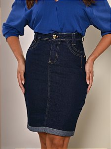 Saia Jeans Básica Anagrom Barra Virada Evangélica Ref.S04