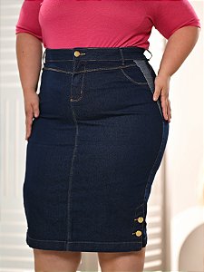 Saia Jeans Amaciada Plus Size Moda Evangélica Ref.214