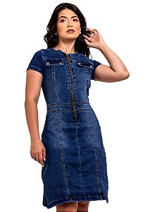 Vestido Jeans Evangélico Anagrom Com Aba e Zíper Ref.5024