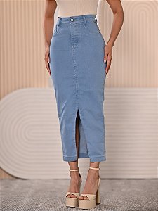 Saia Jeans Longa Evangélica Abertura Frente Anagrom Ref.232