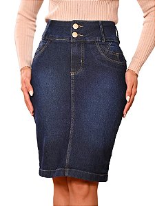Saia Jeans Com Elastano Moda Evangélica Anagrom Ref.241