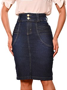 Saia Jeans Com Elastano Recorte Detalhado Anagrom Ref.238