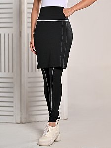 Saia com Calça Preta Fitness Moda Evangélica Anagrom Ref.7016