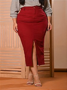 Saia Longa Plus Size Vermelho Bordô Anagrom Ref.259P