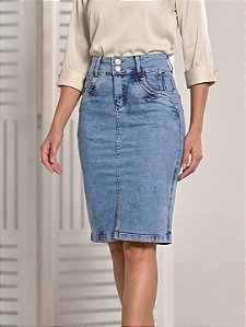 Saia Secretária Jeans Azul Celeste Anagrom Ref.264