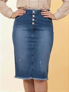 Saia Evangélica Jeans Barra Desfiada Anagrom Ref.265