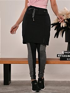 Calça com Saia Moda Evangélica Fitness Preta Anagrom Ref7003