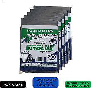 Kit Saco para Lixo Reforçado Emblux - 200 Litros (preto)