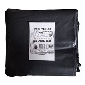 Saco para Lixo Reforçado Emblux - Granel - 150 Litros 50 Unidades