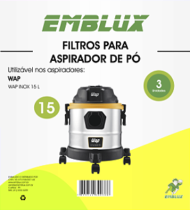 Filtro Aspirador de Pó Emblux WAP INOX 15 Litros