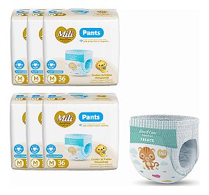 Fralda Descartável Mili Love & Care Premium Pants M 36u 6pct