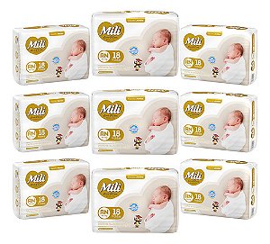 Fralda Descartável Mili Love & Care Premium Rn 9x18 Unidades