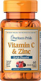 Vitamina C & Zinco (Sabor Frutas) | 60 comprimidos (Dissolve na boca) - Puritan's Pride