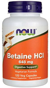 Betaina (Betaine - Enzima Digestiva)  HCL 648mg  | 120 Cápsulas - Now