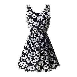 Vestido Chiffon Estampado Hot Summer Fashion Sem Mangas