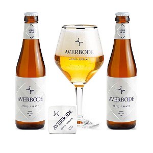 Kit Cerveja Belga De Abadia Averbode 2 Garrafas + Taça + Bol