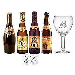 Kit Cervejas Belgas de Abadia Católicas + Taca Importada Abbey Beer