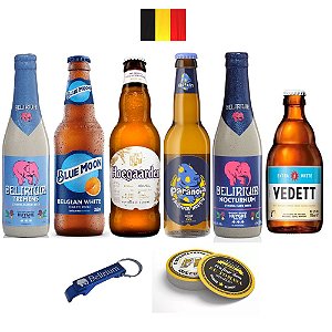 Cervejas Belgas Kit Clássicas + Chaveiro + Bolachas