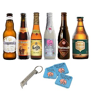 Cervejas Belgas Kit Clássicas + Chaveiro + Bolachas