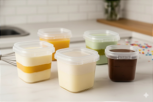 25 Potes Quadrados 220ml Com Lacre Para Bolo De Pote E Doces