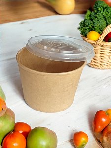 Pote Redondo Papel Kraft 480 ml 10un Biodegradável Alimentos