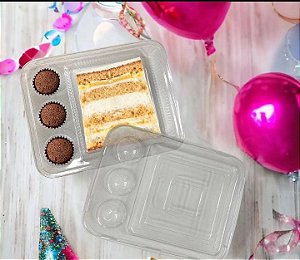 EMBALAGEM P/ FATIA DE BOLO SLICE CAKE BRIGADEIRO / DOCES - 50 UNI