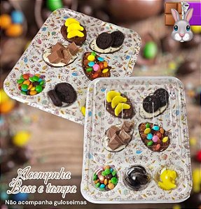 EMBALAGEM BANDEJA PÁSCOA PARA 4 OVOS DE 30G E 3 DOCES - 50 UNIDADES