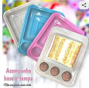 Embalagem Bandeja Baby Para Fatia De Bolo / Brigadeiro C/50